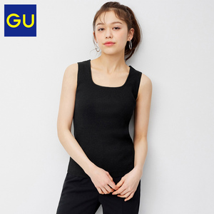 gu极优女装罗纹方领针织背心时尚简约舒适性感背心女内搭330125