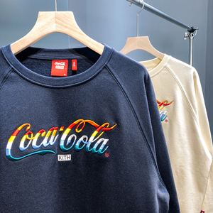 kith可口可乐联名coca-cola圆领卫衣男彩虹刺绣宽松情侣外套女