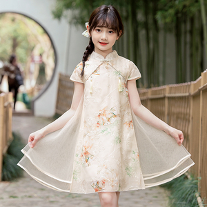 女童2024新款中国风唐装旗袍儿童改良汉服冬装连衣裙小女孩裙子表