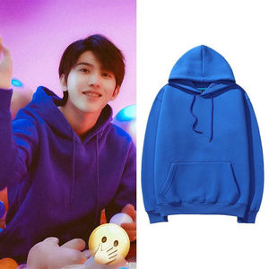 蔡徐坤同款蓝色帽衫卫衣2021秋冬新款男女宽松套头长袖ins上衣服