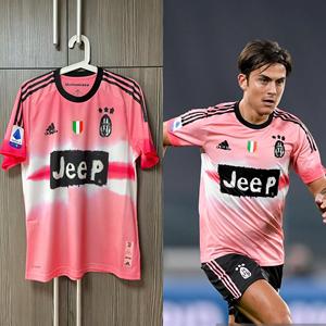 正品20-21尤文图斯复古球衣human race菲董联名款c罗粉色足球队服