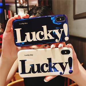 max潮牌蓝光lucky苹果x手机壳女iphone7plus硅胶套11promax幸运字母8
