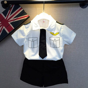 儿童机长演出服男童飞机师套装宝宝短袖飞行员制服幼儿园毕业班服