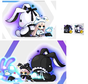 冒险岛威尔 黑黑兔玩偶/白白兔玩偶披风垂耳兔大码t 威尔有货