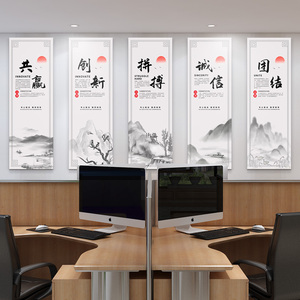 办公室背景墙装饰画现代简约企业文化挂画洽谈会议室励志墙面壁画