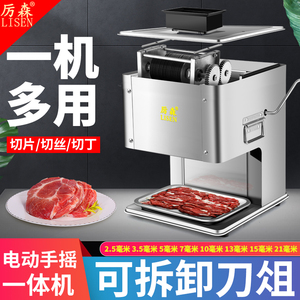 厉森电动切肉机商用不锈钢切丝切片机小型家用全自动切肉条肉丁机