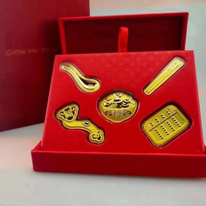 周家同款万事如意摆件 黄金999金碗筷勺创意银行房产龙年活动礼品