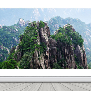 招财有山无水靠山图高山大山画风水墙贴贴纸画办公室客厅背景装饰