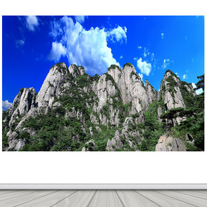 招财有山无水大靠山画山水风景画办公室客厅自粘墙贴壁画石头高山
