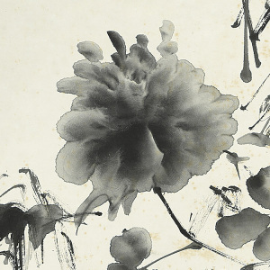 明 徐渭 牡丹图 真迹复制品24x92cm台北故宫收藏明代国画名家名作