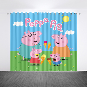 卡通图案小猪佩奇动漫宝宝儿童房男孩窗帘女孩卧室飘窗短帘幼儿园