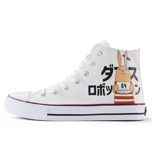 高帮帆布鞋橡胶底回力白色加绒款越狱兔涂鸦印花春秋学生休闲板鞋