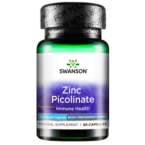 斯旺森 吡啶甲酸锌胶囊 成年男性女性补锌微量元素 美国原装进口