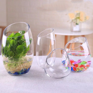 创意透明玻璃水培花瓶炮弹大号无孔斜口简约花盆绿萝植物水养花盆
