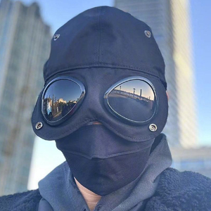 黄晓明刘涛同款飞行员帽子女韩版百搭鸭舌帽男墨镜面罩遮脸鸭舌帽