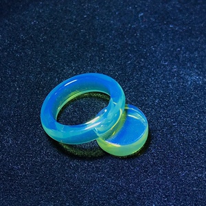 缅甸琥珀蜜蜡 精品高白蓝蓝珀白茶指环 圈口14mm水晶蓝天空蓝戒指