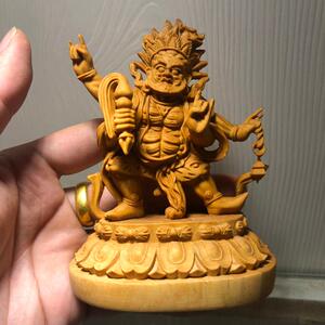 小叶黄杨木雕藏传度母大黑天黑袍金刚护法像摆件家居寺庙供奉饰品