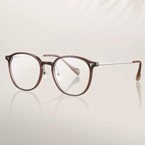 眼镜框女近视园眼镜超轻眼镜架2024新潮时尚女近视圆眼镜框冷茶色