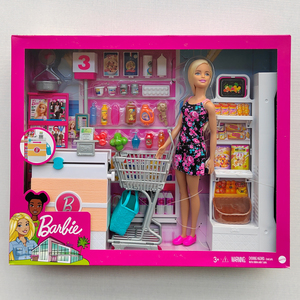 Barbie芭比娃娃超市购物达人FRP01换装收纳整理女童过家家玩具