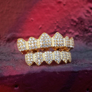 欧美hiphop镀金假牙套说唱牙套镶钻朋克牙饰teeth grillz嘻哈牙齿