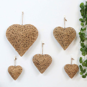 心形创意麻绳壁饰挂件田园美式乡村手工复古怀旧玄关墙面酒画装饰