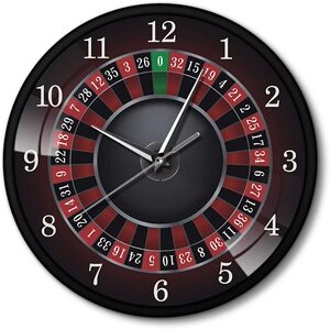 扑克轮盘挂钟拉斯维加斯游戏个性创意钟表挂钟来图定制贝壳座钟