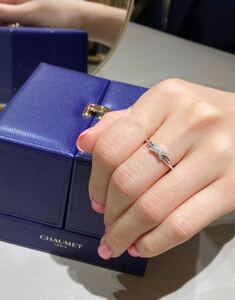 【代购】chaumet尚美巴黎 liens欢缘 交叉白金半钻戒指窄款082217