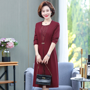妈妈连衣裙春装2021新款洋气高贵结婚宴礼服中年女士秋冬气质裙子