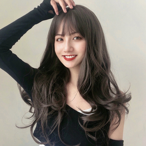 假发女长发长卷发网红大波浪漫画空气刘海气质修脸自然全头套式