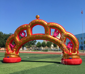婚庆彩虹门新款充气拱门龙凤门结婚气模拱门8/10米金银皇冠凯旋门
