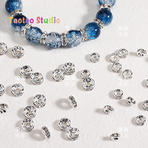 10个镶钻锆石隔片圆片手串项链串珠隔珠花托圆形diy饰品配件材料