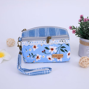 零钱包女日韩迷你双层拉链小钱包钥匙包简约棉麻布卡包手拿硬币包