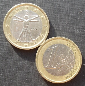 意大利1欧元2002年流通硬币 流通品相 欧盟钱币 外国钱币收藏