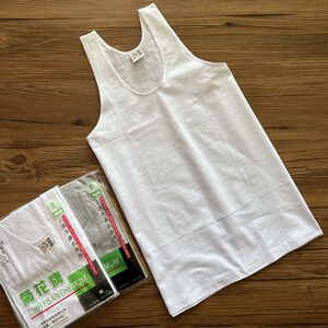 上海菊花牌背心纯棉白色宽松老头衫跨栏汗背心全棉中老年汗衫