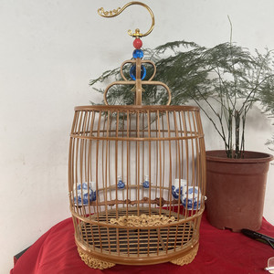 新款包邮青岛大欧竹制画眉八年老料精抛光全套配件成品蜡嘴麻料笼