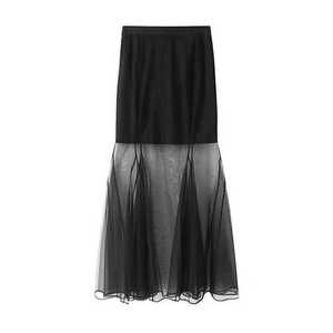 E67两件套半裙 通勤气质高腰网纱拼接鱼尾半身长裙+J18