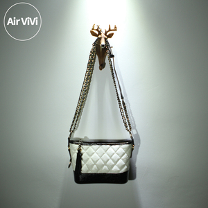 Airvivi-16S03-链条包真皮女包黑白拼色小包菱格包水桶包欧美时尚