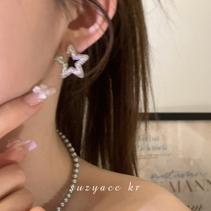 suzyacc kr超闪水钻星星耳环2023新款小众设计感耳钉气质高级耳饰
