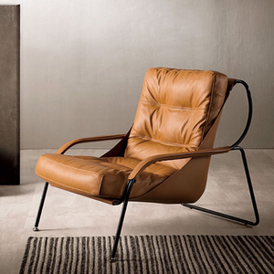 意式极简设计师单人沙发真皮客厅创意休闲老虎椅轻奢羽绒懒人躺椅