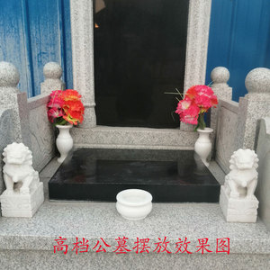 墓地供奉香炉花瓶石狮子汉白玉石头公墓祭祀装饰室外组合镇小摆件