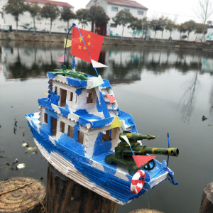 雪糕棒diy制作轮船军舰战斗舰模型材料学生手工作业儿童益智木棍