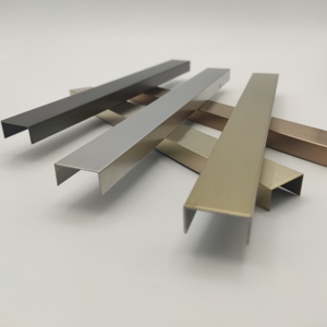 拉丝玫瑰金不锈钢u型槽收边条 圆弧吊顶镜面黑钛金背景墙装饰线条