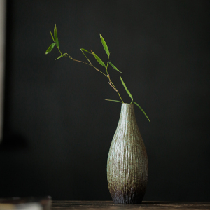 茶道复古风禅意茶室茶台装饰摆件 茶艺小花瓶花插 花器简约素色款