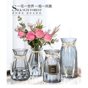 花瓶玻璃透明水养客厅摆件鲜花插花瓶北欧简约富贵竹干花花瓶欧式