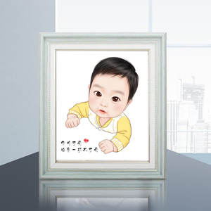 胎毛定制胎毛画 婴儿胎发纪念品制作 宝宝肖像画纯手工粘贴纪念品