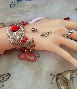 包邮古装戒指手镯一体花千骨古风古代戒指指环手链仙女配饰丝带绑