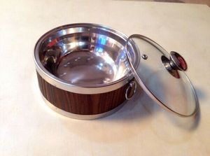 木制不锈钢汤碗 木制汤盘 钢边木碗 菜盘 菜碗 带盖汤碗 木桶盘