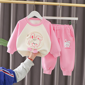 婴儿衣服春季纯棉6洋气7卫衣8分体9套装10个月一岁男女宝宝春秋装