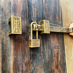仿古中式大门纯铜插销加厚老式木门门复古黄铜门扣门栓锁扣古铜色