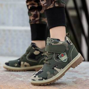 户外军迷儿童军靴男童女童马丁靴春款高帮靴子中大童作战靴迷彩鞋